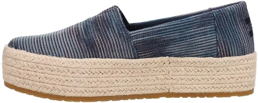 TOMS Womens Valencia Denim Slip On Espadrille Flats Casual - Blue