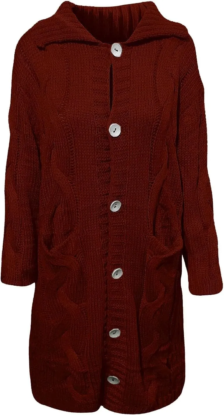 Trench Coat for Women Knitted Front Fashion Loose Elegant Warm Sweater Pocket Single Breasted Long Sleeve Women's