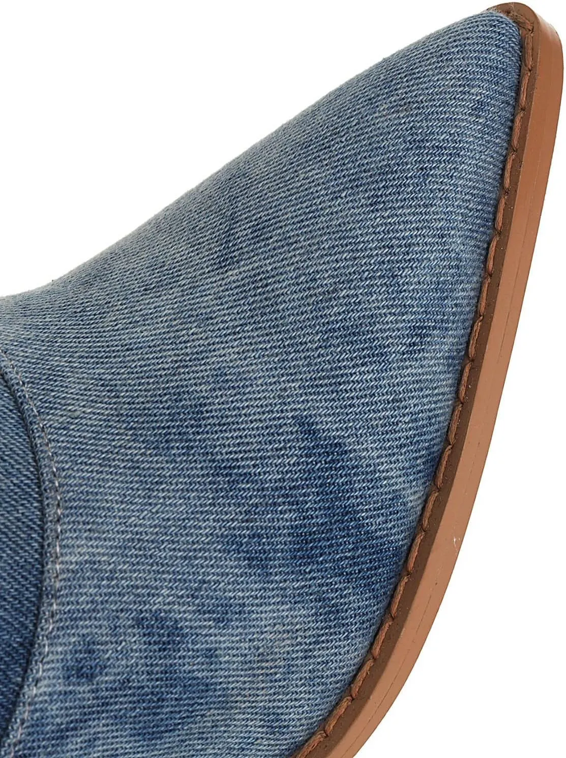 Womens Denim Knee High Boots - Fashion Casual Pointed Toe Chunky Heel Slip on High Boots Fall Solid Comfortable Ladies Square High Heel Shoes