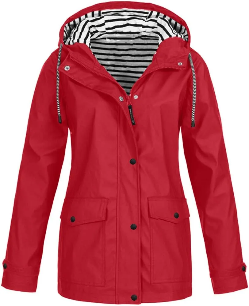 Womens Light Weight Rain Coats Raincoat Dressy Outdoor 2025 Fall Overcoat Windbreaker Jacket with Hood