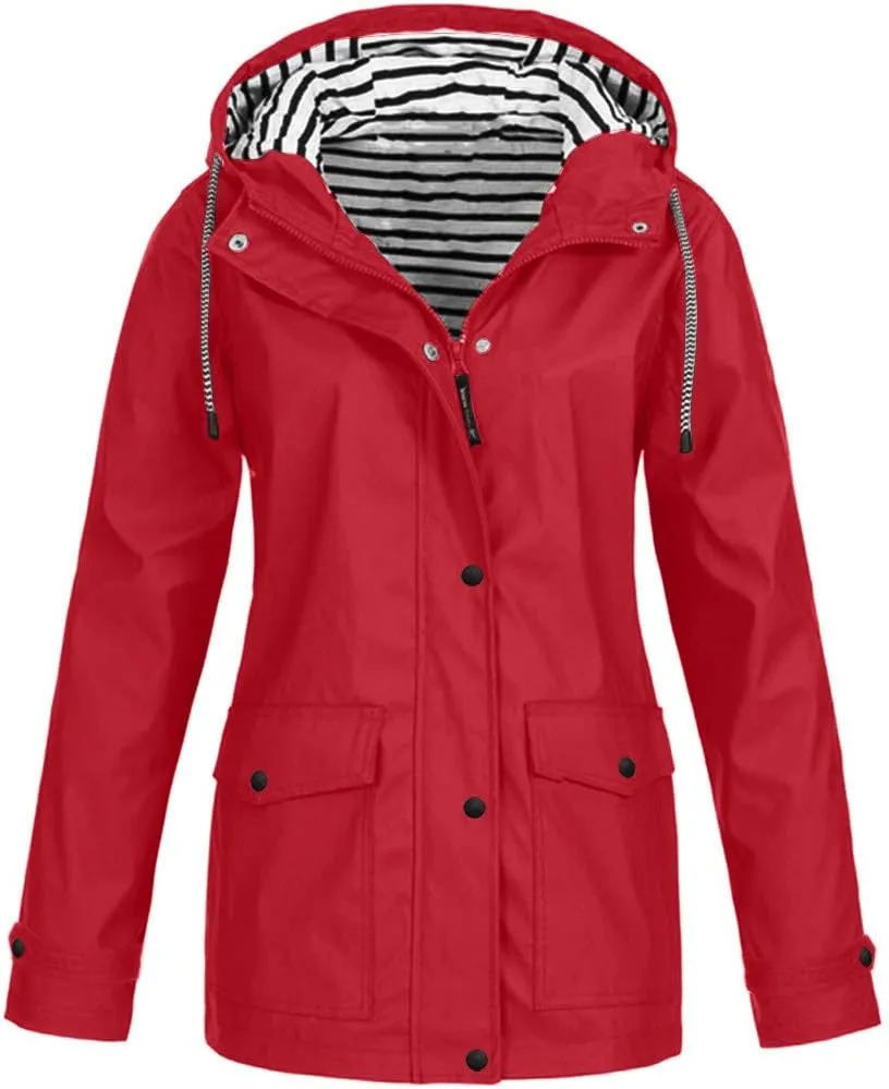 Womens Light Weight Rain Coats Raincoat Dressy Outdoor 2025 Fall Overcoat Windbreaker Jacket with Hood