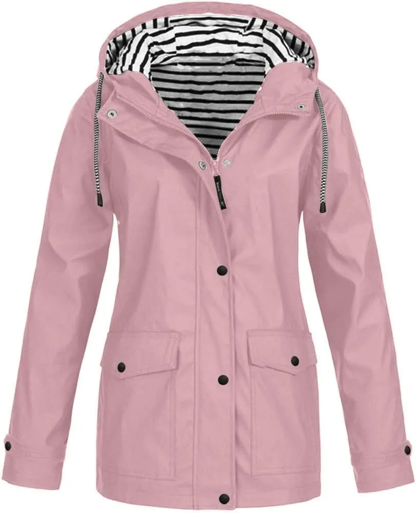 Womens Light Weight Rain Coats Raincoat Dressy Outdoor 2025 Fall Overcoat Windbreaker Jacket with Hood