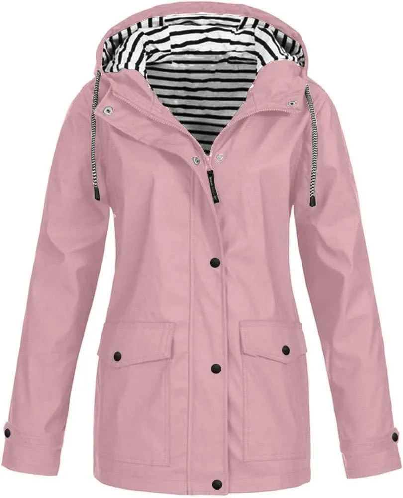 Womens Light Weight Rain Coats Raincoat Dressy Outdoor 2025 Fall Overcoat Windbreaker Jacket with Hood