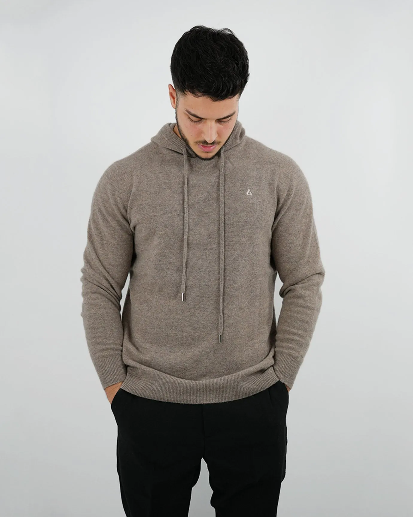 Wool Classy Hoodie - Camel & Light Beige Logo